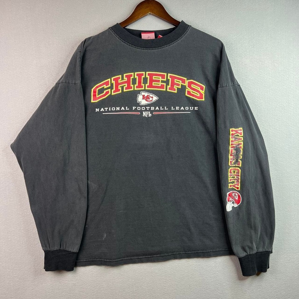 Kansas City Chiefs Faded Black Long Sleeve NFL Football Tee XXL